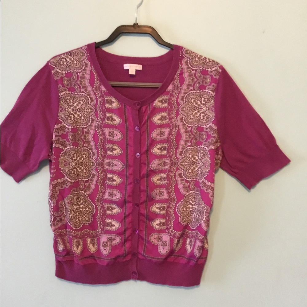 NY&CO Button Front Paisley Short Sleeve Top